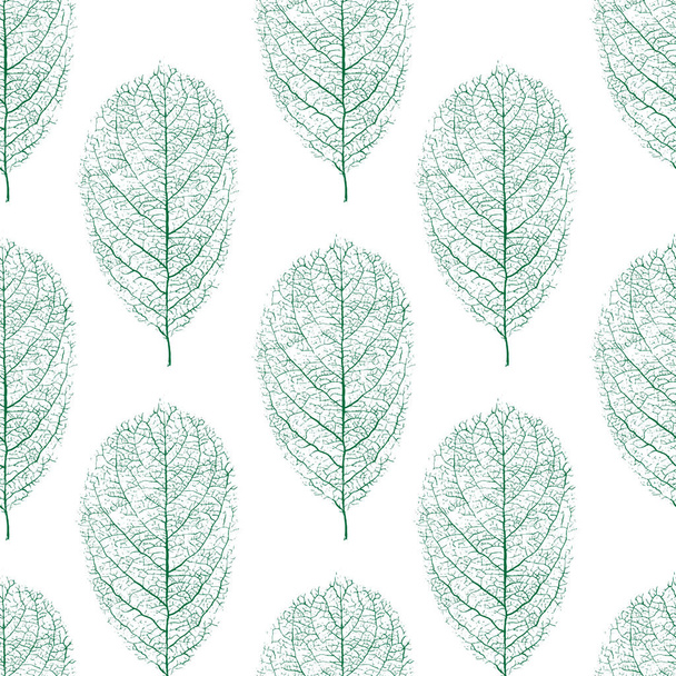 Seamless pattern with leaf skeleton - Vector, Image