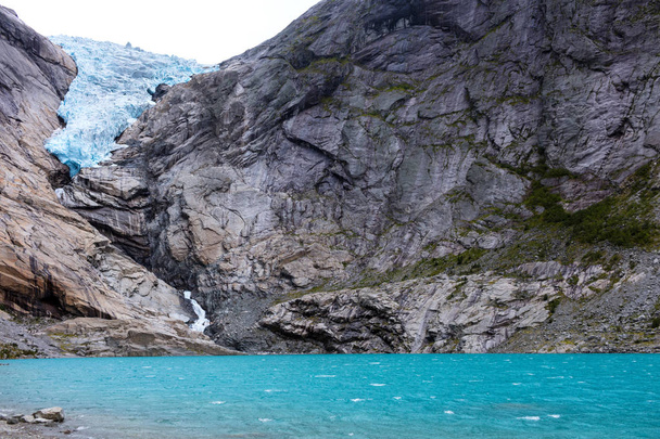blue lake from norway glacier - Fotó, kép