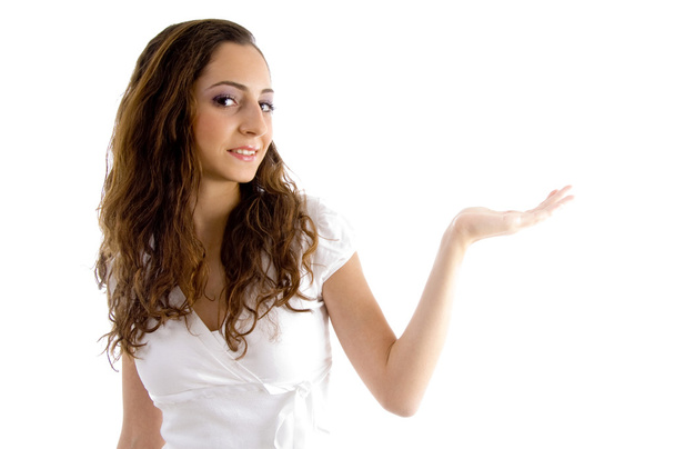 Attraente giovane femmina mostrando palmo
 - Foto, immagini