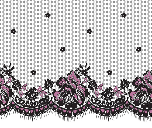 Patrón de encaje sin costura Vector negro y rosa
 - Vector, Imagen