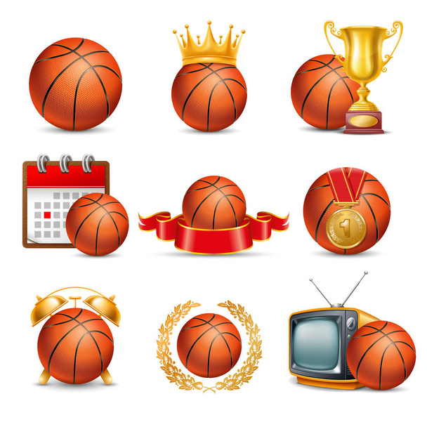 Kosárlabda labda ikon készlet - Vektor, kép