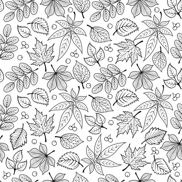 葉のシームレスなパターン - ベクター画像