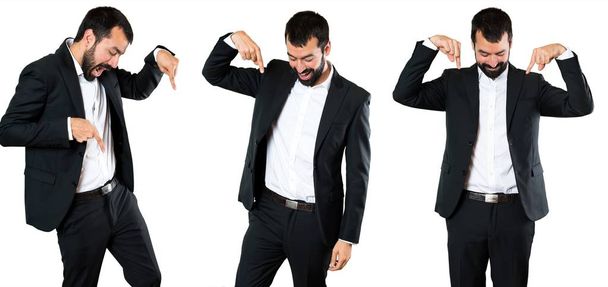 Set of Handsome businessman pointing down - Photo, Image