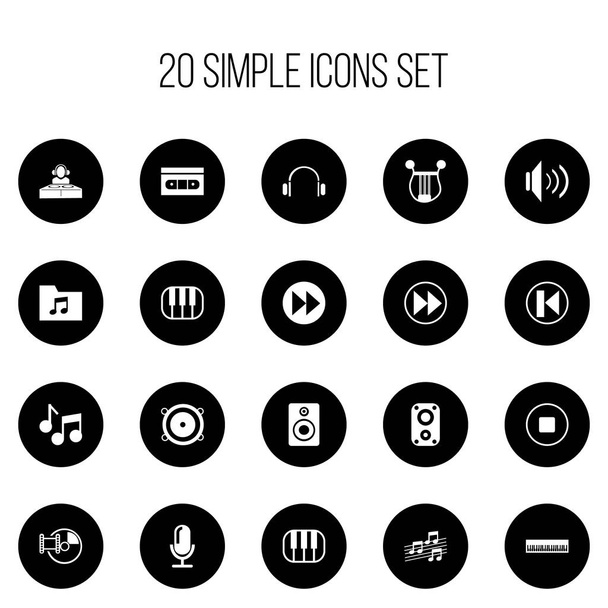 Set von 20 editierbaren Musik-Icons. beinhaltet Symbole wie voraus, Dossier, Pianoforte und mehr. kann für Web-, Mobil-, UI- und Infografik-Design verwendet werden. - Vektor, Bild