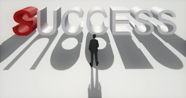 4k businessman walking on the front of 3d success sign. - Footage, Video