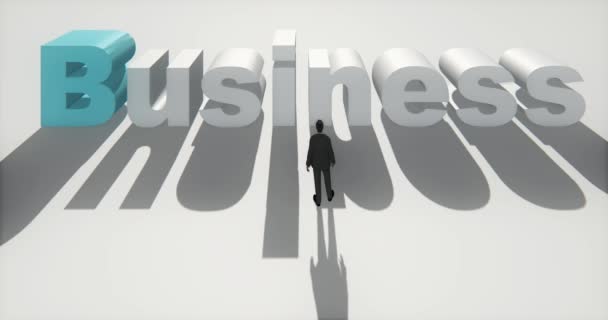 4k businessman standing on the front of 3d business sign. - Footage, Video