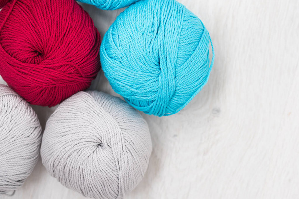 Colorful wool yarn balls - Фото, изображение