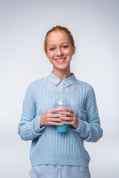 girl with blue drink - Photo, Image