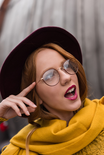 excited girl in eyeglasses - Photo, Image