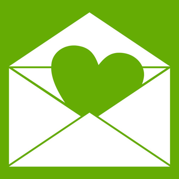 Envelope with Valentine heart icon green - Vetor, Imagem