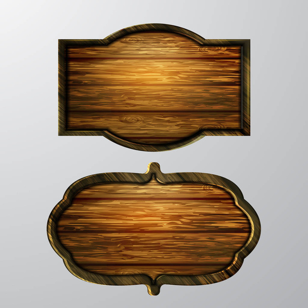 Wooden signs, vector icon set - Vektör, Görsel