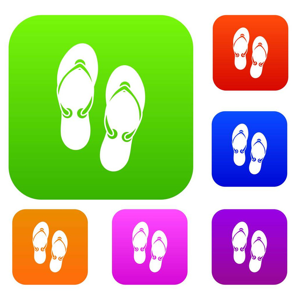 Flip flop sandals set collection - Vettoriali, immagini