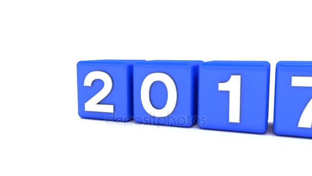 3d animación de cubos azules con 2017 - 2018 - representa el nuevo año 2018
. - Metraje, vídeo