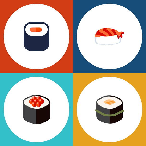 Flat Icon Sashimi Set Of Gourmet, Maki, Japanese Food And Other Vector Objects. Also Includes Seafood, Gourmet, Sushi Elements. - Vector, imagen