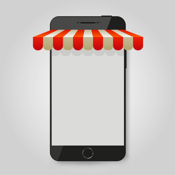 Mobile phone. Mobile store or e-commerce concept. - Vektor, obrázek