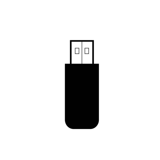 Preto usb flash drive ícone com símbolo, vetor isolado no fundo branco. Conectores e tomadas para PC e dispositivos móveis
. - Vetor, Imagem