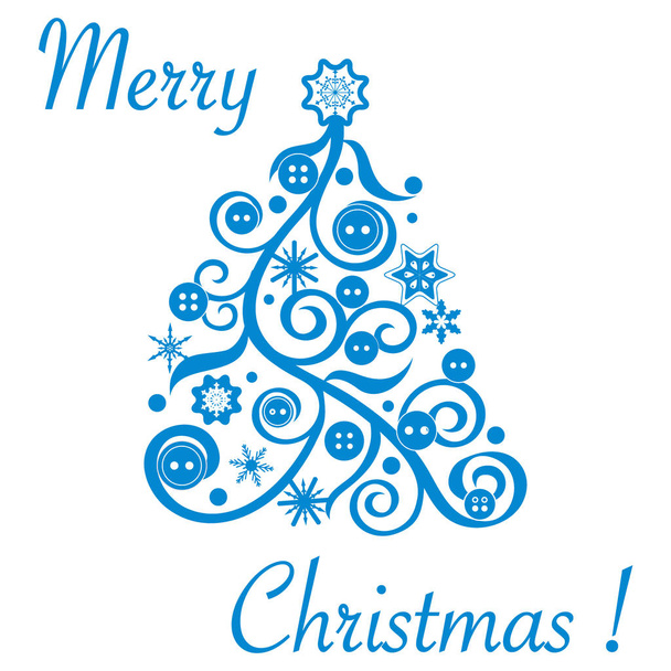 Χαριτωμένο διανυσματικά εικονογράφηση της πρωτότυπο χριστουγεννιάτικο δέντρο διακοσμημένο wi - Διάνυσμα, εικόνα