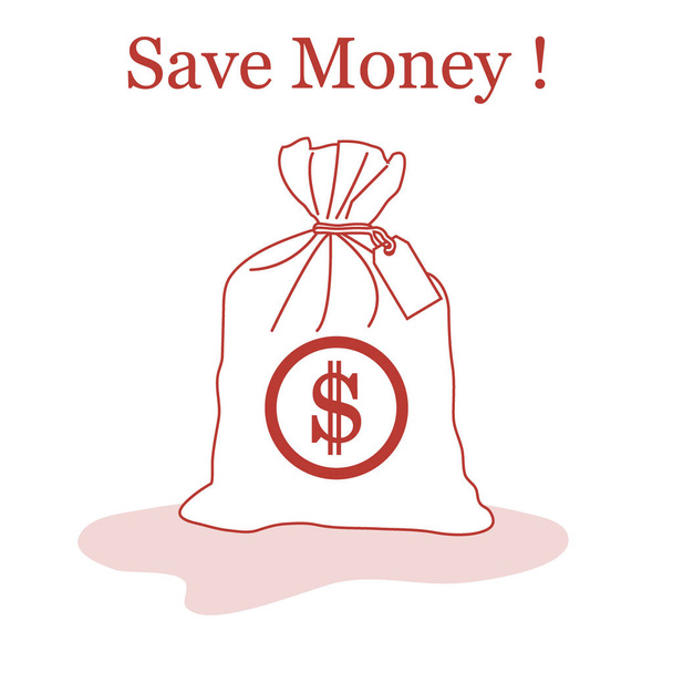 Stylized icon of a knotted bag with money. - Vetor, Imagem