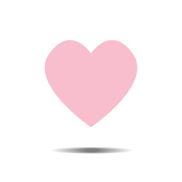 Pink pastel heart Icon Vector. Love symbol. Valentine's Day sign, emblem isolated on white background with shadow, Flat style for graphic and web design, logo. EPS10 pictogram - Vetor, Imagem