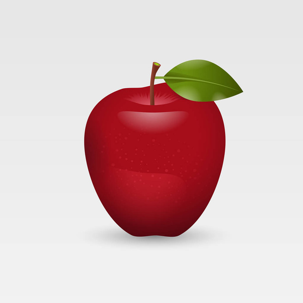 Red Apple with Green Leave - Vector Illustration. Realistic vector. - Vector, afbeelding