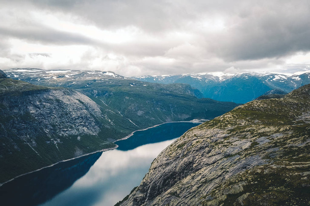 View to fjord and water from drone in Norway - Photo, image