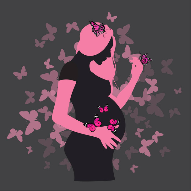 Ilustracja wektorowa dziewczyna w ciąży - Wektor, obraz