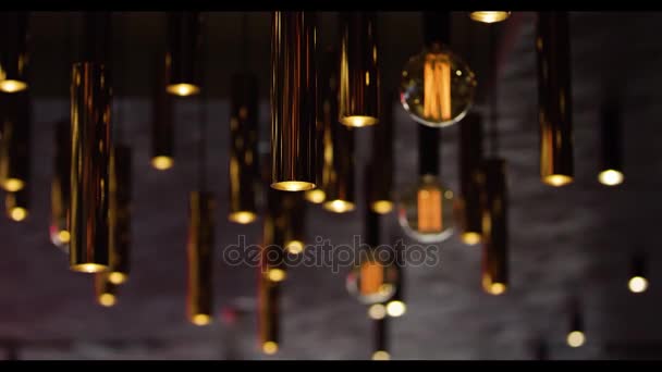Chandelier in restaurant lighting - Footage, Video