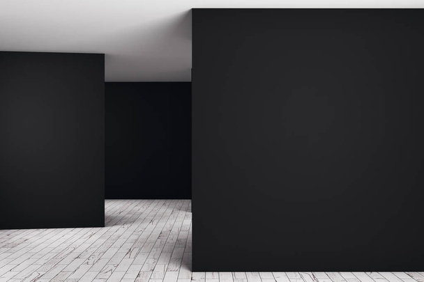 Unfurnished dark interior with empty wall  - Photo, image