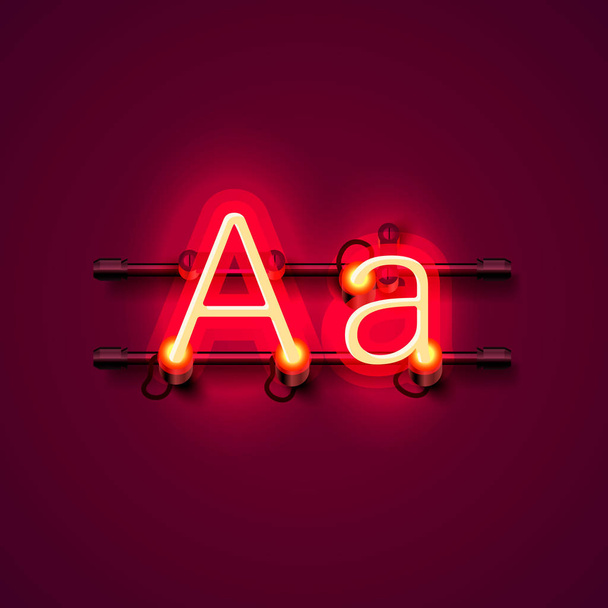 Neon font letter a, art design singboard. - Вектор,изображение