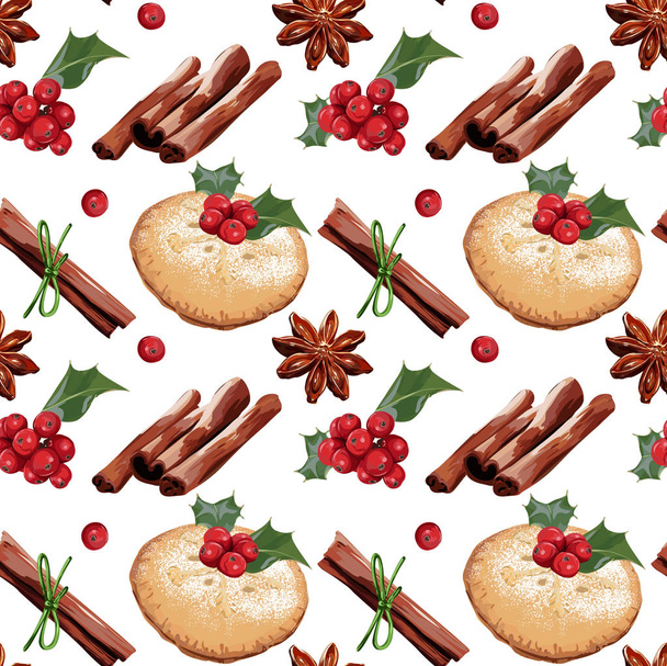 Seamless Vector Christmas Sweets Pattern - Vector, Image