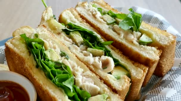 Sandwiches with Chicken and salad - Footage, Video