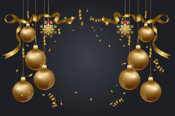 vector illustration of christmas 2018 background with christmas confetti gold and black colors lace for text 2018 - ベクター画像
