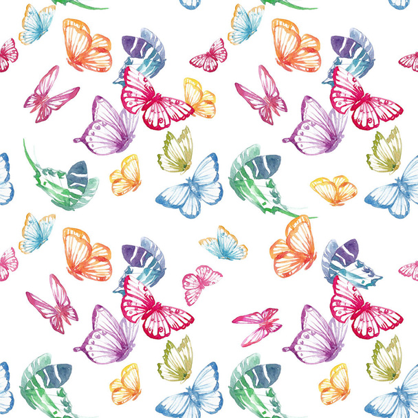 Watercolor butterfly pattern - Φωτογραφία, εικόνα