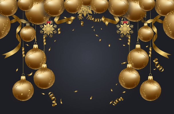 happy new year 2018 background with christmas confetti gold and black colors lace for text  - Vetor, Imagem