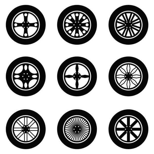 coche rueda icono conjunto
 - Vector, Imagen