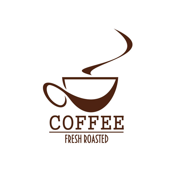 Kaffeetasse braunes Etikett des Coffeeshops oder Café-Menüs - Vektor, Bild