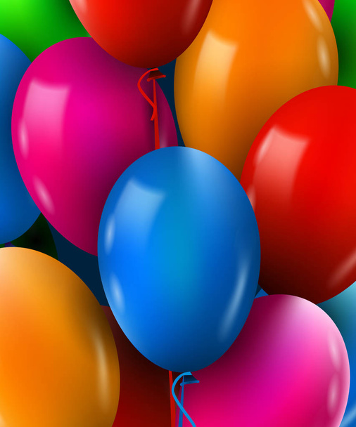 3D gerçekçi renkli grup parti ve kutlamalar için uçan doğum günü balonları - Vektör, Görsel