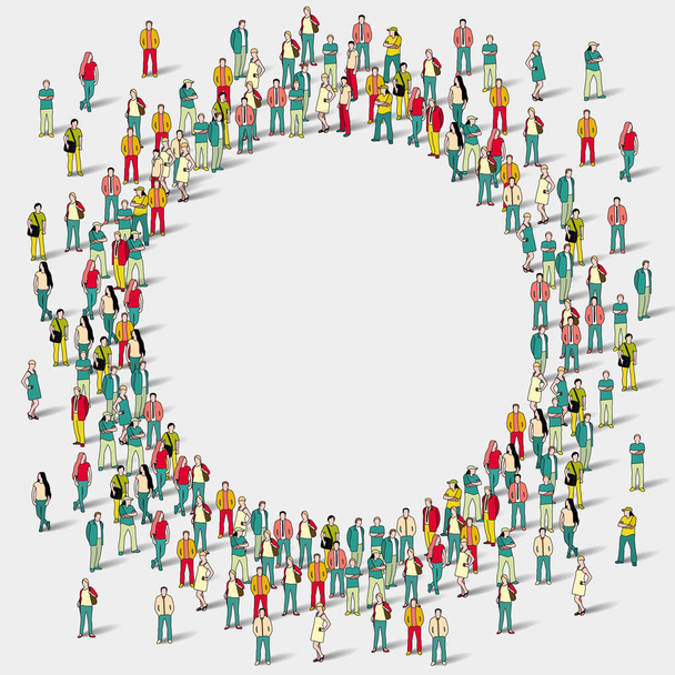 Large group of people in the shape of circle. - Vector, Image