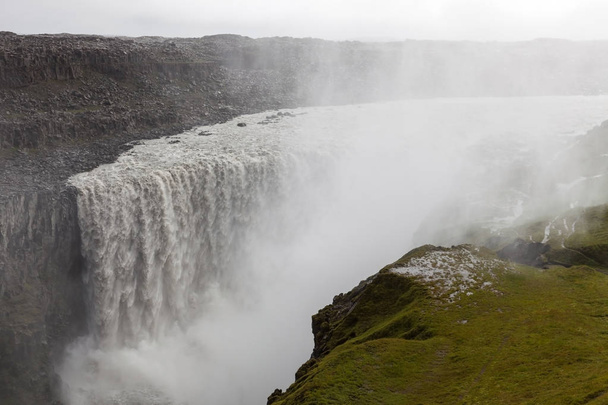 Tremendous Dettifoss waterfall in Vatnajokull national park in Northeast Iceland Most powerful - Fotografie, Obrázek