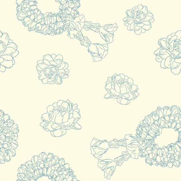 jasmine flower and garland ,seamless pattern vector - ベクター画像