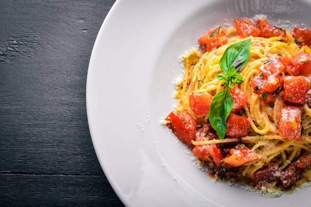 Pasta tomatoes. Italian traditional food - 写真・画像