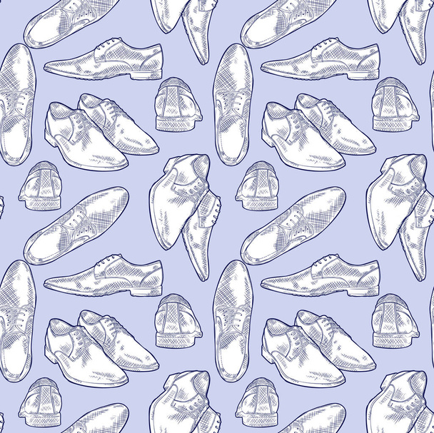 Seamless Vector Sketch Male Shoes Pattern - Vector, Image