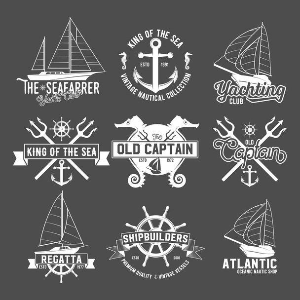 Yacht club badges logos and labels - Vector, Imagen