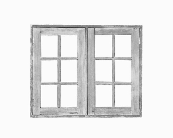 Altes Holzfenster isoliert auf weißem Hintergrund. - Foto, Bild