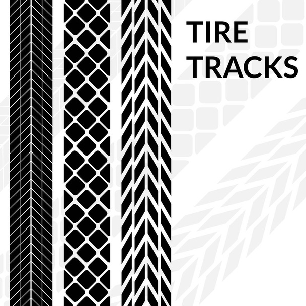 Band tracks wiel auto verschillende zwarte donkere vector trail. - Vector, afbeelding