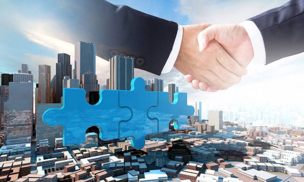 merger and acquisition business concept, join puzzle pieces - Photo, Image