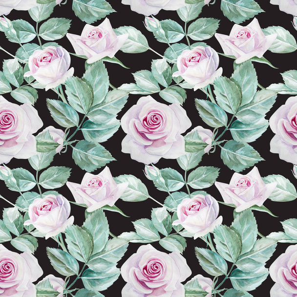 Varrat nélküli rózsák akvarell minta - Fotó, kép