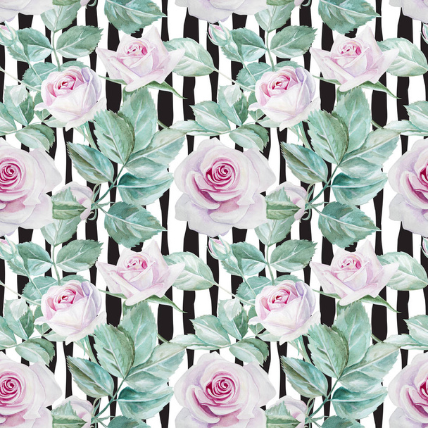 Naadloze rozen aquarel patroon - Foto, afbeelding