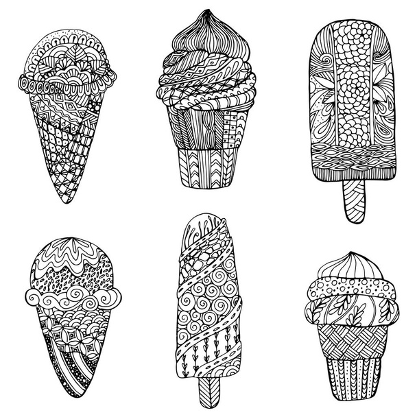 アイスクリーム、落書きスケッチ セット - ベクター画像