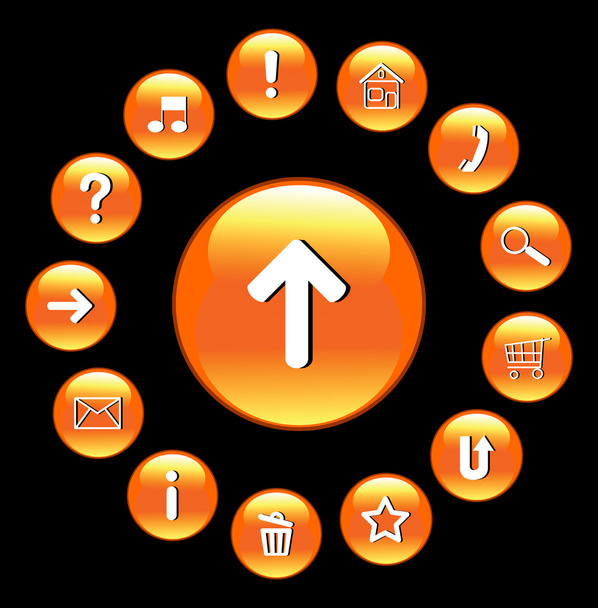 Glossy buttons with symbols. Set. - Vector, Image